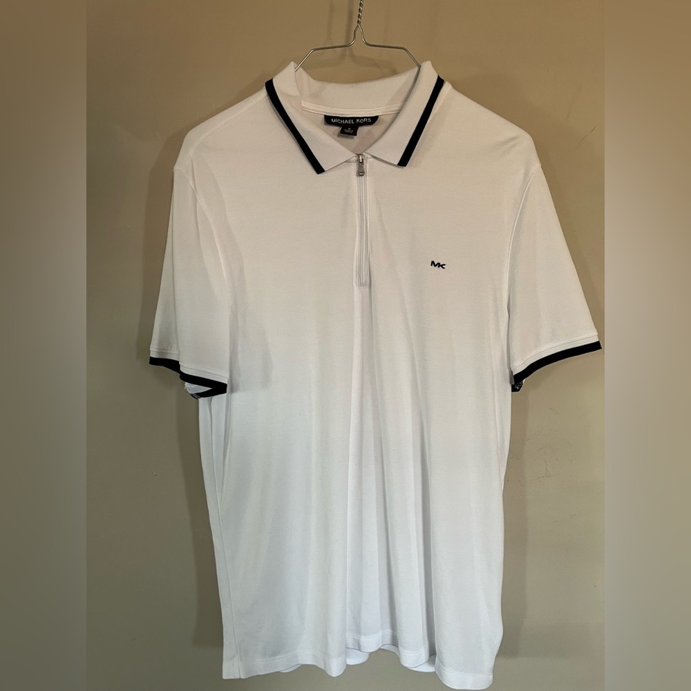 Micheal Kors white polo shit. Zip up.